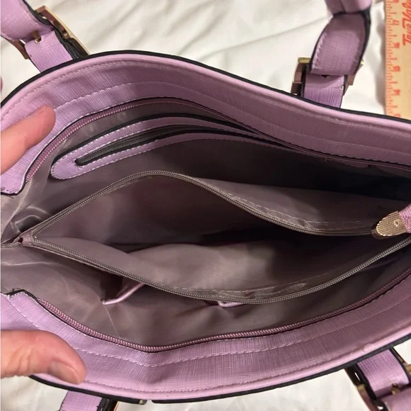 👜 Vangoddy Lavender Structured Satchel Handbag Gold Hardware - Picture 5 of 7